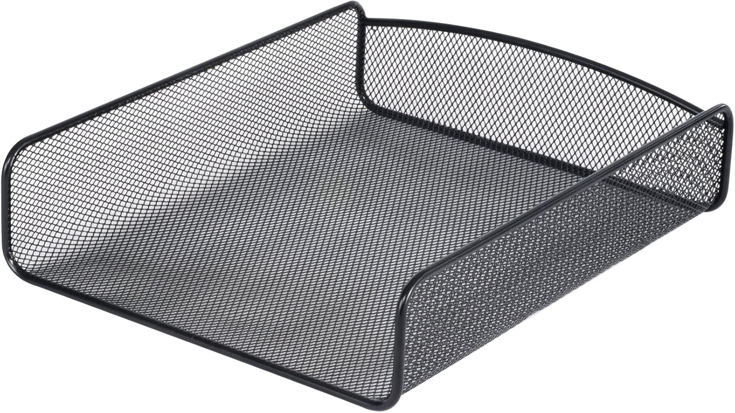 Safco Onyx Mesh Single Tray Desktop Organizer | Heavy Duty Steel | Powder Coat Finish | 11.75 x 9.25 x 2.5" | Office Supplies Organizer | Letter Trays & Stacking Supports | Black