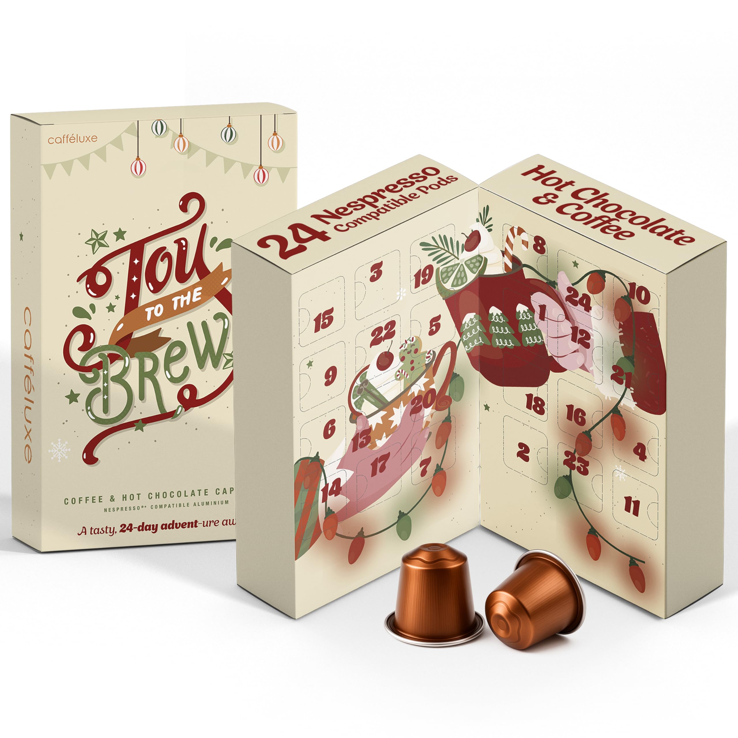Cafféluxe Nespresso Calendario de Adviento de café 24 cápsulas compatible con Nespresso