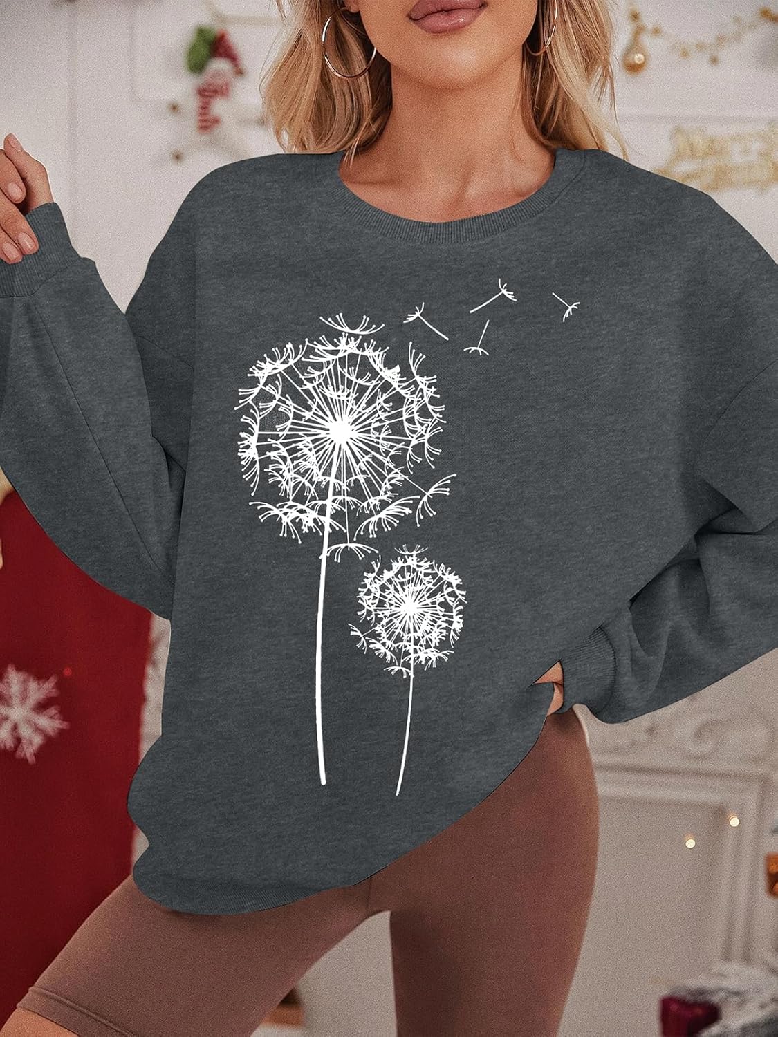BANGELY Womens Dandelion Sweatshirt Hope Love Floral Graphic Shirt Casual Crewneck Tee Loose Long Sleeve Pullover Tops - Image 4