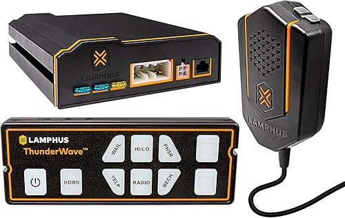ThunderWave Amplificador de sirena de policía de emergencia de 150 W [control remoto] [2 interruptores de 15 A] [bocina de aire manos libres]