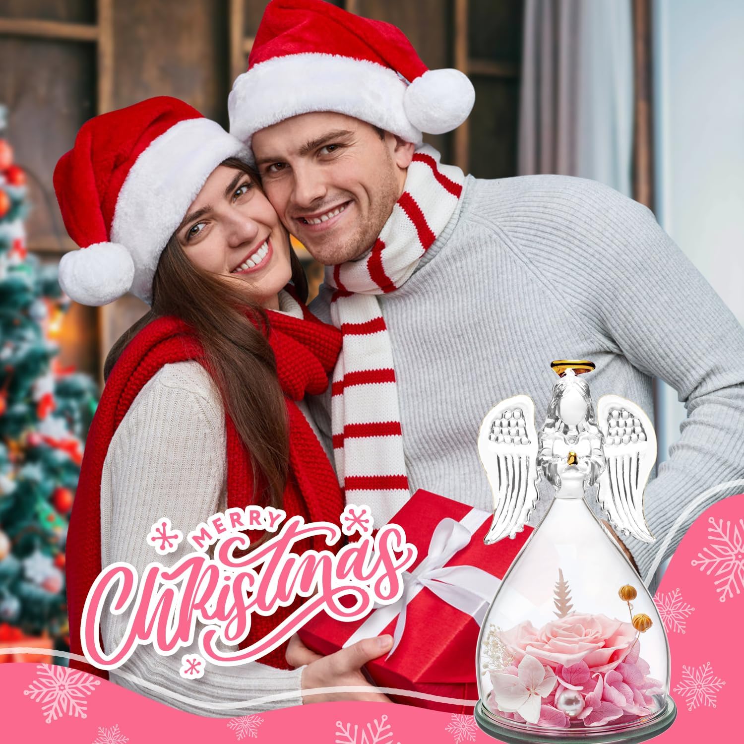 Valentines Day Gifts for Her,Women Valentines Day Gifts,Preserved Real Rose with Angel Necklace,Romantic Gift for Her,Mom Birthday Gifts,Eternal Flowers Angel Gifts for Women Grandma Wife Girlfriend - Image 7