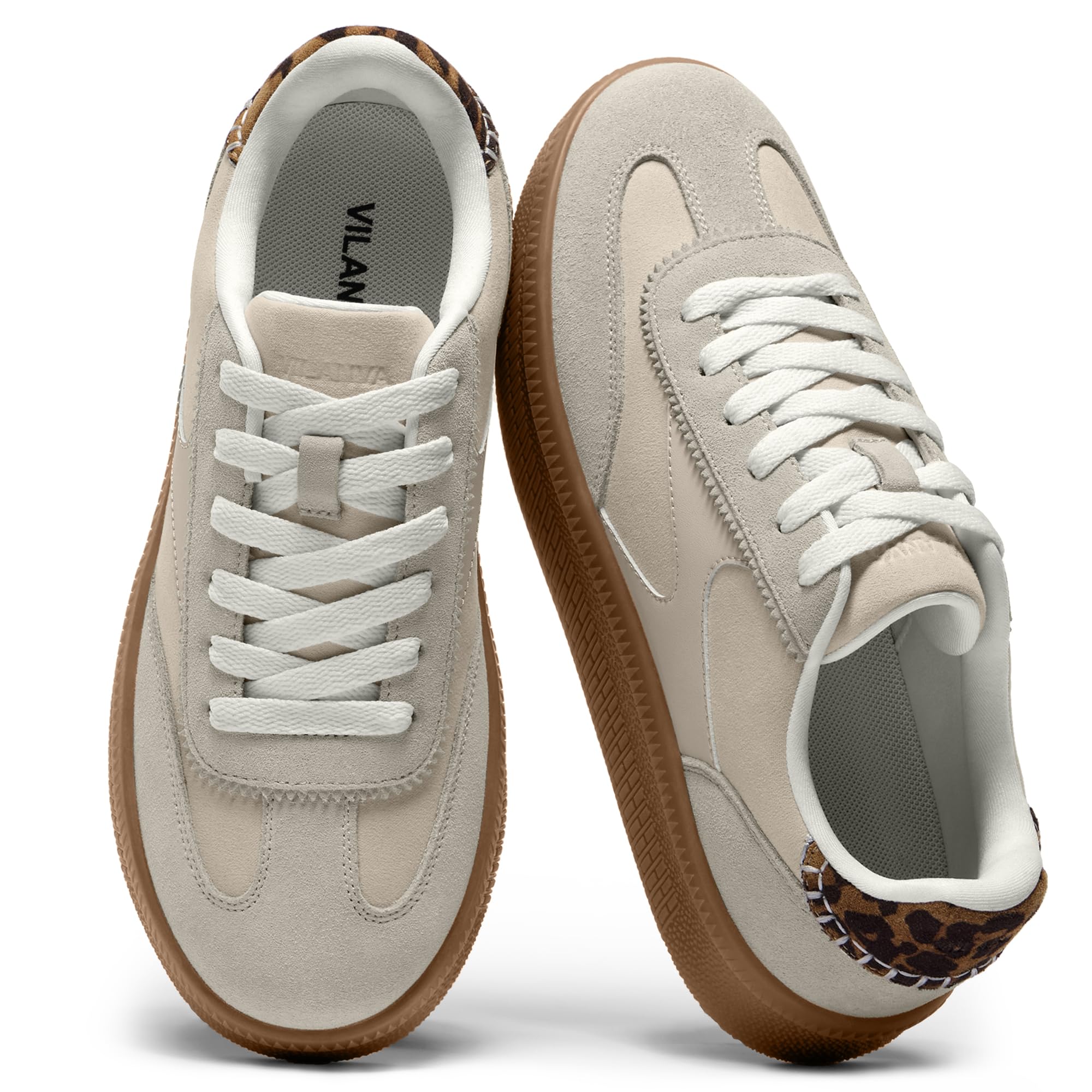 Women's Fashion Sneakers Casual Tennis Shoes with Genuine Suede Classic Retro Gum Sole Wa…