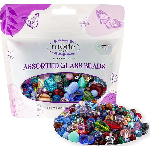 Assorted Glass Beads for Jewelry Making, DIY Lamp Work, Arts and Crafts, and Decorative Hobby Artistry, Colorful Crystal Assortment Bulk Mix, 4-18mm, Half Pound (1)