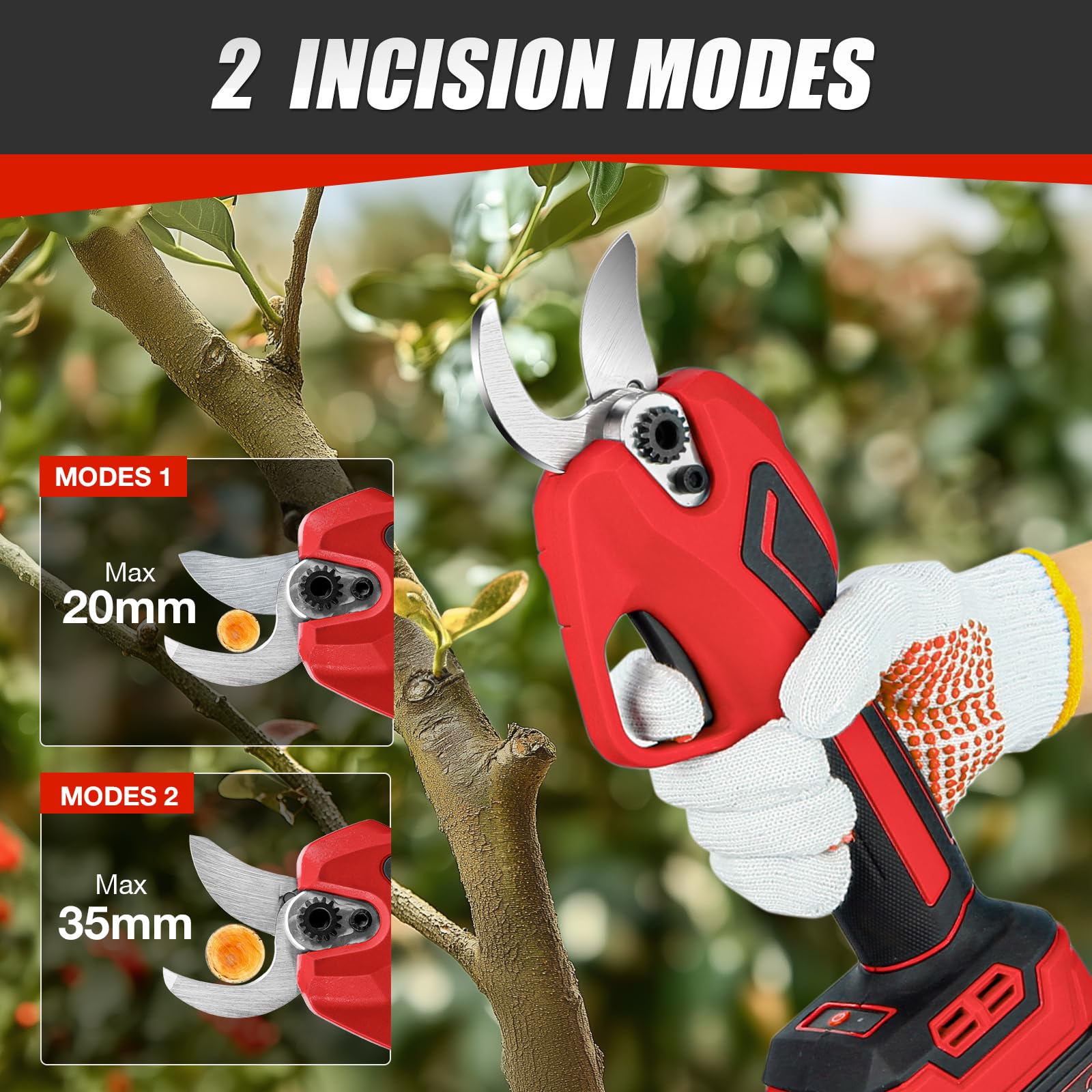 Cesoie elettriche da giardino per batteria Makita da 18 V, batteria da 600 W, professionali con 2 batterie da 2000 mAh, forbici da giardino senza spazzole con diametro di taglio da 20 – 35 mm e