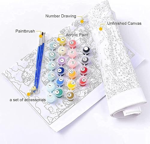 Miniatura 3 de CAYUDEN - Pintura por números para adultos, 16 x 20 pulgadas, pintura acrílica por números para adultos, principiantes, niños, Calavera Girl Kit de