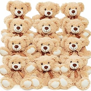 Teddy Bears Bulk 12 Packs Teddy Bear Stuffed Animal Plush Toys Gift for Kid Girlfriend,13.5 Inches Light Brown Stuffed Bears for Christmas Valentine's Wedding Party