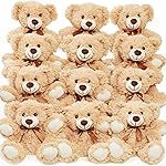 Quaakssi Teddy Bears Bulk 12 Packs Teddy Bear Stuffed Animal Plush Toys Gift for Kid Girlfriend,13.5 Inches Light Brown Stuffed Bears for Christmas Valentine\'s Wedding Party