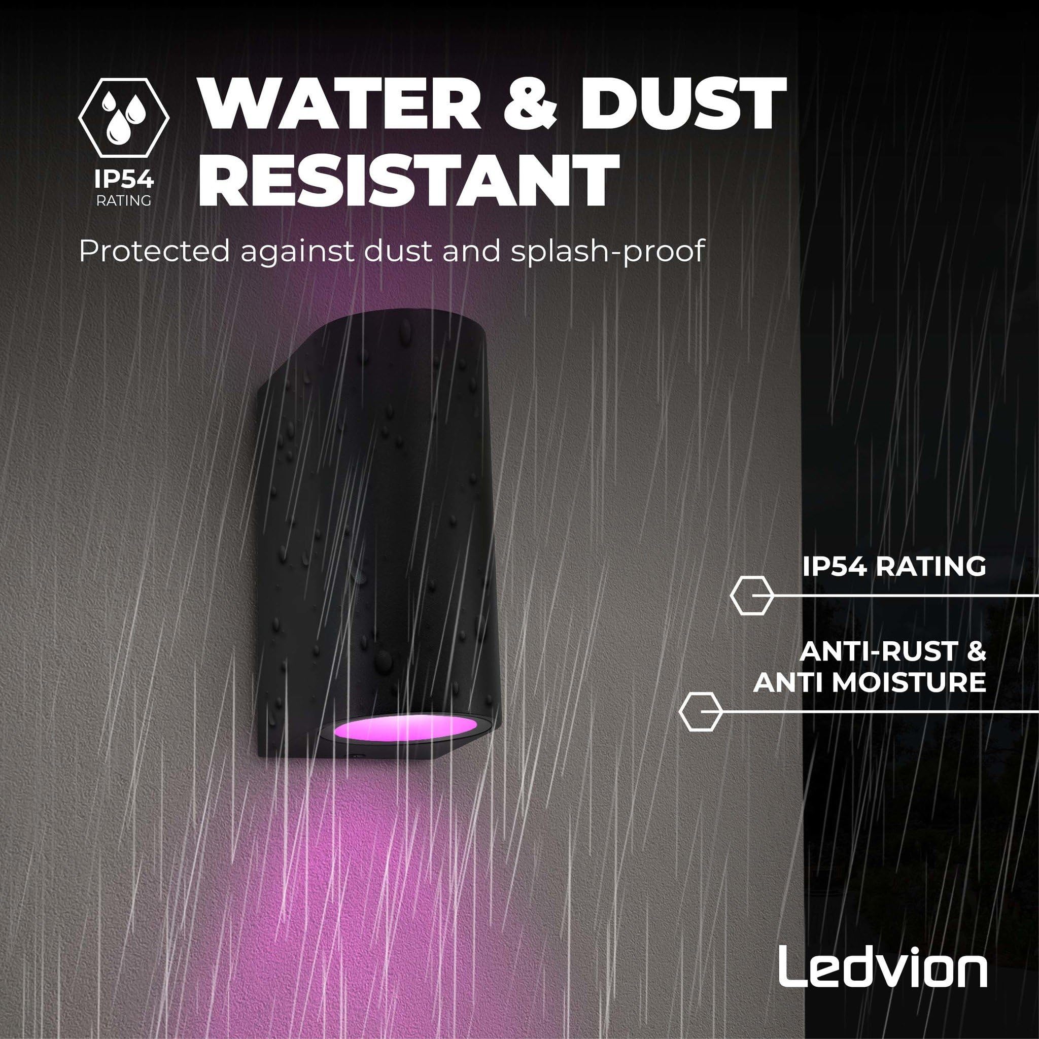 Ledvion Santa Barbara - Lampada Da Parete LED Per Esterni Nera, Doppia Testa GU10, IP54, Illuminazione Da Giardino E Facciata Moderna - 2
