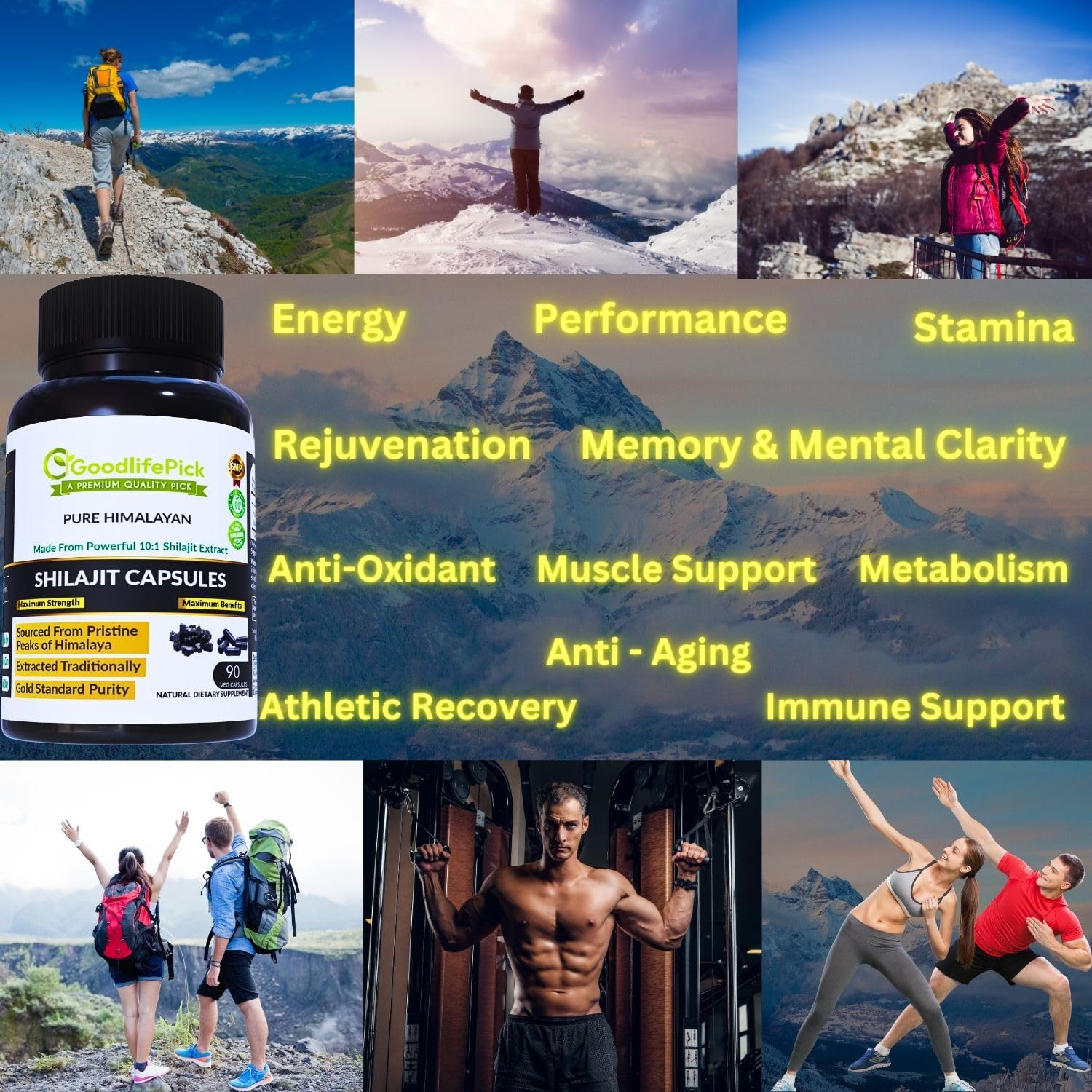 Pure Himalayan Shilajit Capsules.Maximum Strength Natural Shilajit Rich in Trace Mineral & Fulvic Acid.High Altitude Sourcing. Vegan NonGMO 90ct. Extracted Traditionally No Stearate No Rice Flour — Amazon image 9