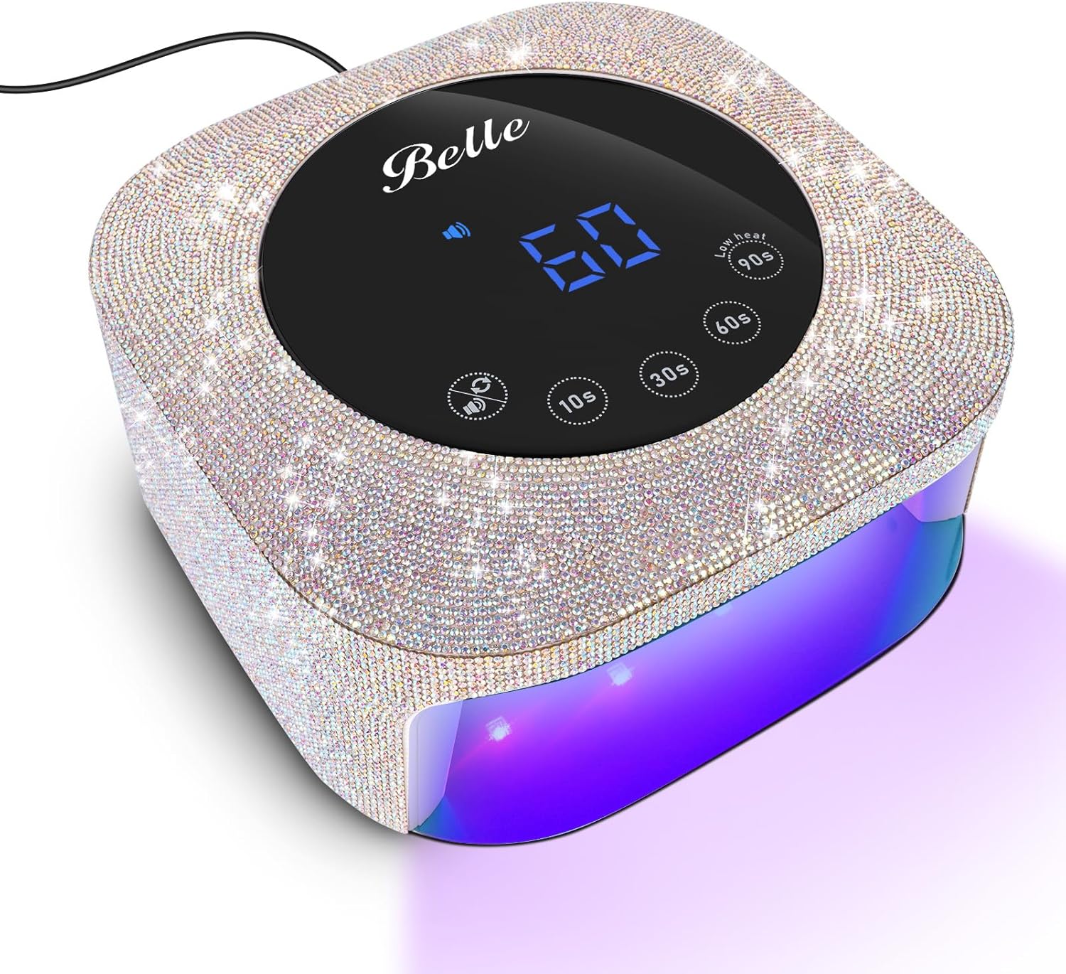 Belle UV LED Nail Lamp, Professional UV Light for Gel Nails, LED Nail Lamp with 4 Timer Modes, Gel Nail Light Nail Dryer Decorate with Sparkling Nail Rhinestones Diamond