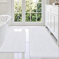 Vista 27 de Smiry - Juego de alfombras de baño de 2 piezas, suaves, absorbentes, de felpilla, lavables a máquina, antideslizantes, para bañera, ducha y piso Gris