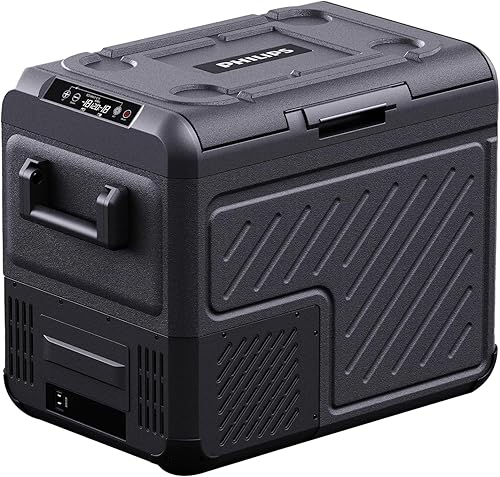 PHILIPS TB7301G - Refrigerador de 12 voltios, refrigerador de coche de doble zona de 48 cuartos de galón, enfriador eléctrico con 1224 V CC,