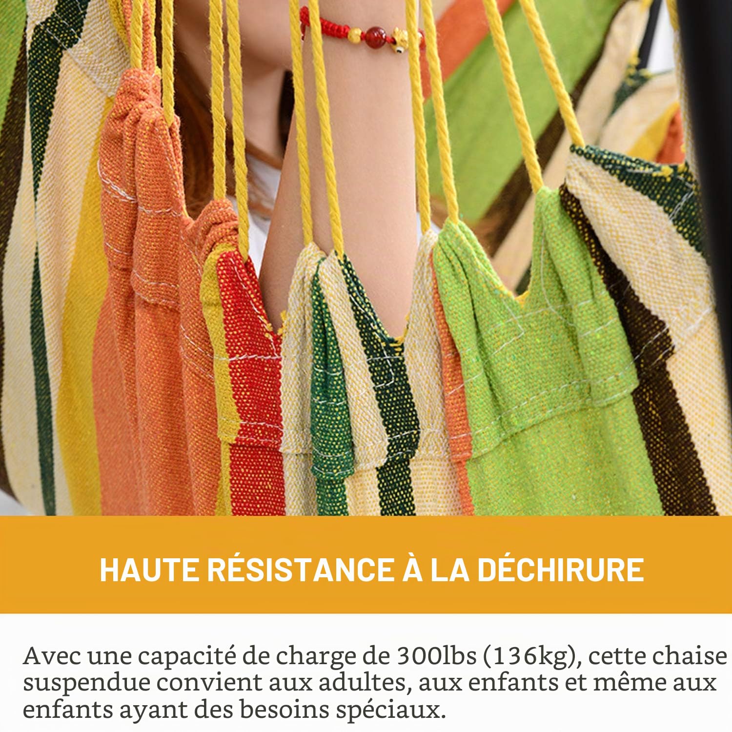 Hamac Extérieur Haut de Gamme - Hamac sur Pied Léger, Jardin et Balcon - Accessoire de Camping Idéal pour Vacances, Sieste et Détente (sans Coussin，Couleur Orange)