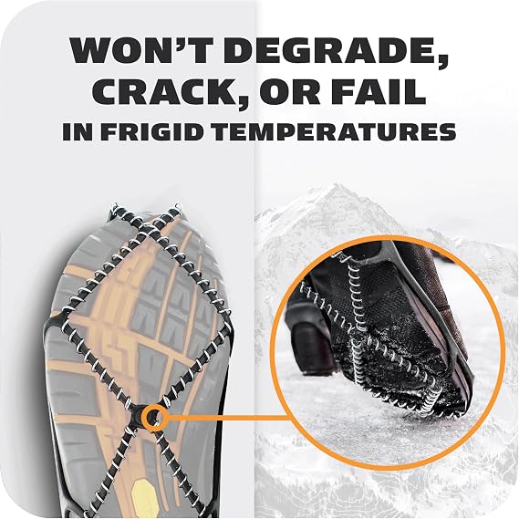 Yaktrax Walk Traction Cleats - 360-Degree Grip on Snow, Ice, Multi-terrain Surfaces - Elastic Outer Band w/ Easy-On/Off Heel Tab & 1.2mm Zinc-coated Steel Coils - Abrasion & Rust Resistant - Unisex