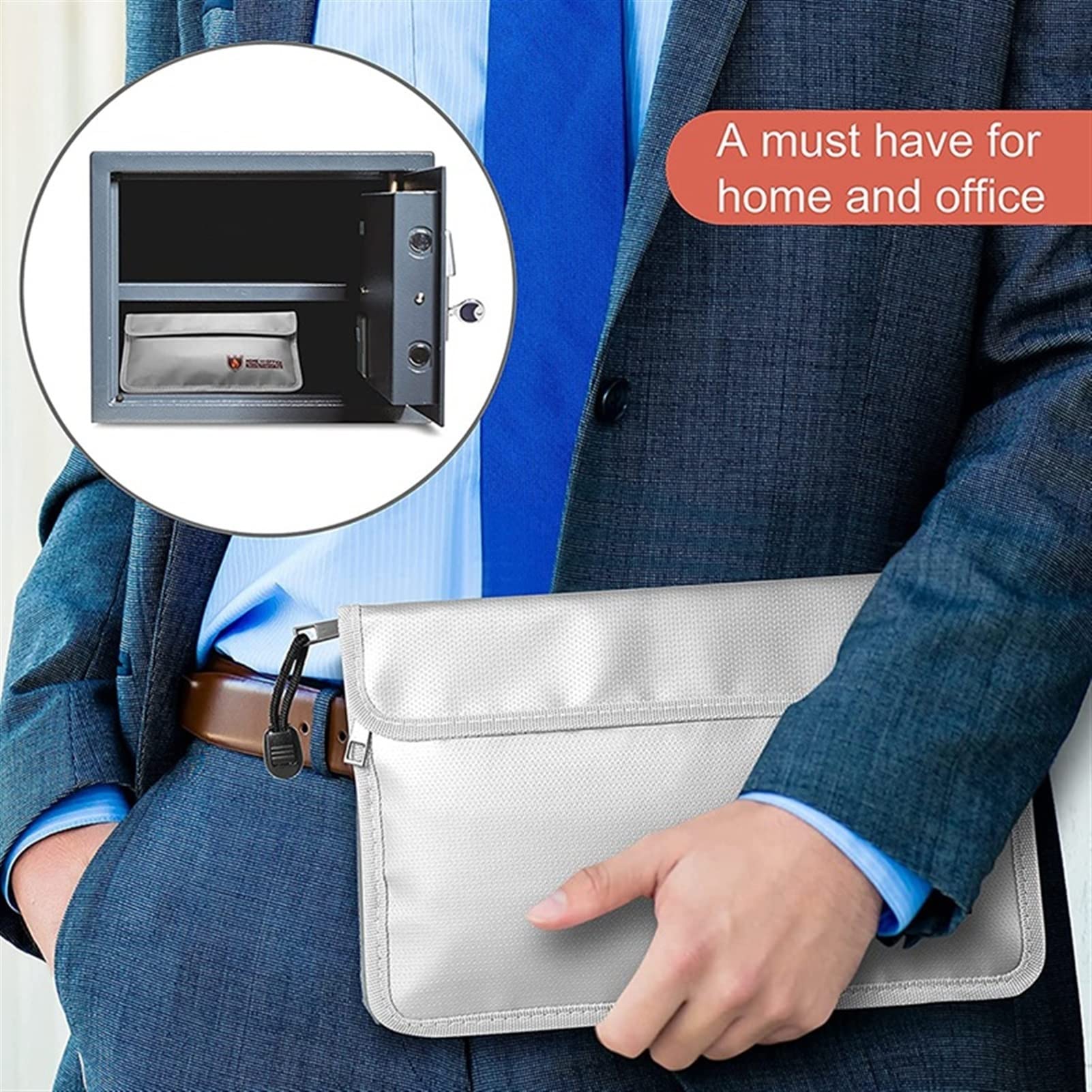 Borsa per Documenti Borsa del documento ignifugo Borsa for Soldi Impermeabile e ignifuga con Cerniera Cerniera cassaforte Portadocumenti