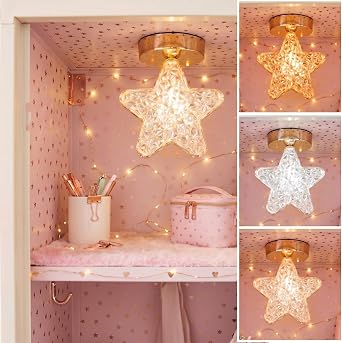 Fumete Locker Decorations for Girls, Star Magnetic Locker LED Light with 3 Color Temps for Dorm Room, School Cute Magnetic Battery Portable LED Light Decorations Accessories Closet Lights for Girls