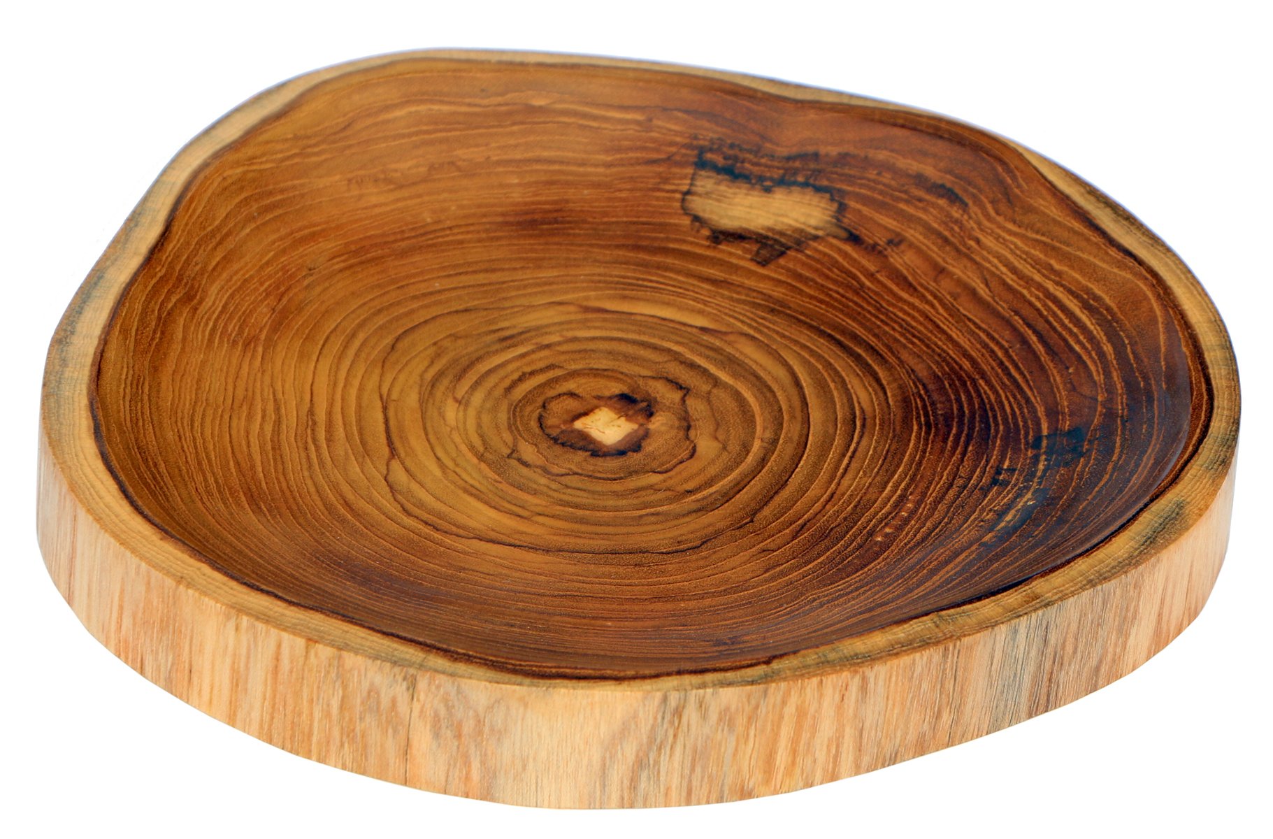 Unbekannt Rústico 23 cm Madera Pan Plato y Decoración, Madera de Teca Mano Bali Teca 04