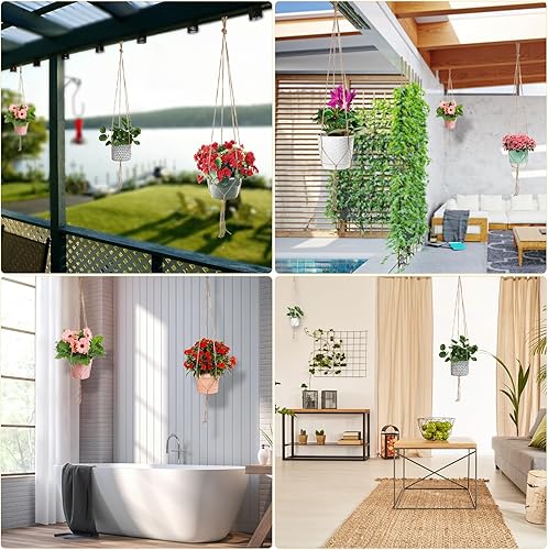 Miniatura 7 de Colgador de plantas, 10 piezas de colgadores de macramé de 40 pulgadas, macetas colgantes para macetas de interior, soporte para plantas, cesta de