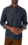 Wrangler Mens Iconic Denim Regular Fit Snap ShirtButton Down Shirt