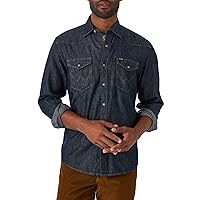Wrangler Iconic Regular Fit Snap Shirt Camicia Button-Down, Rinse Denim