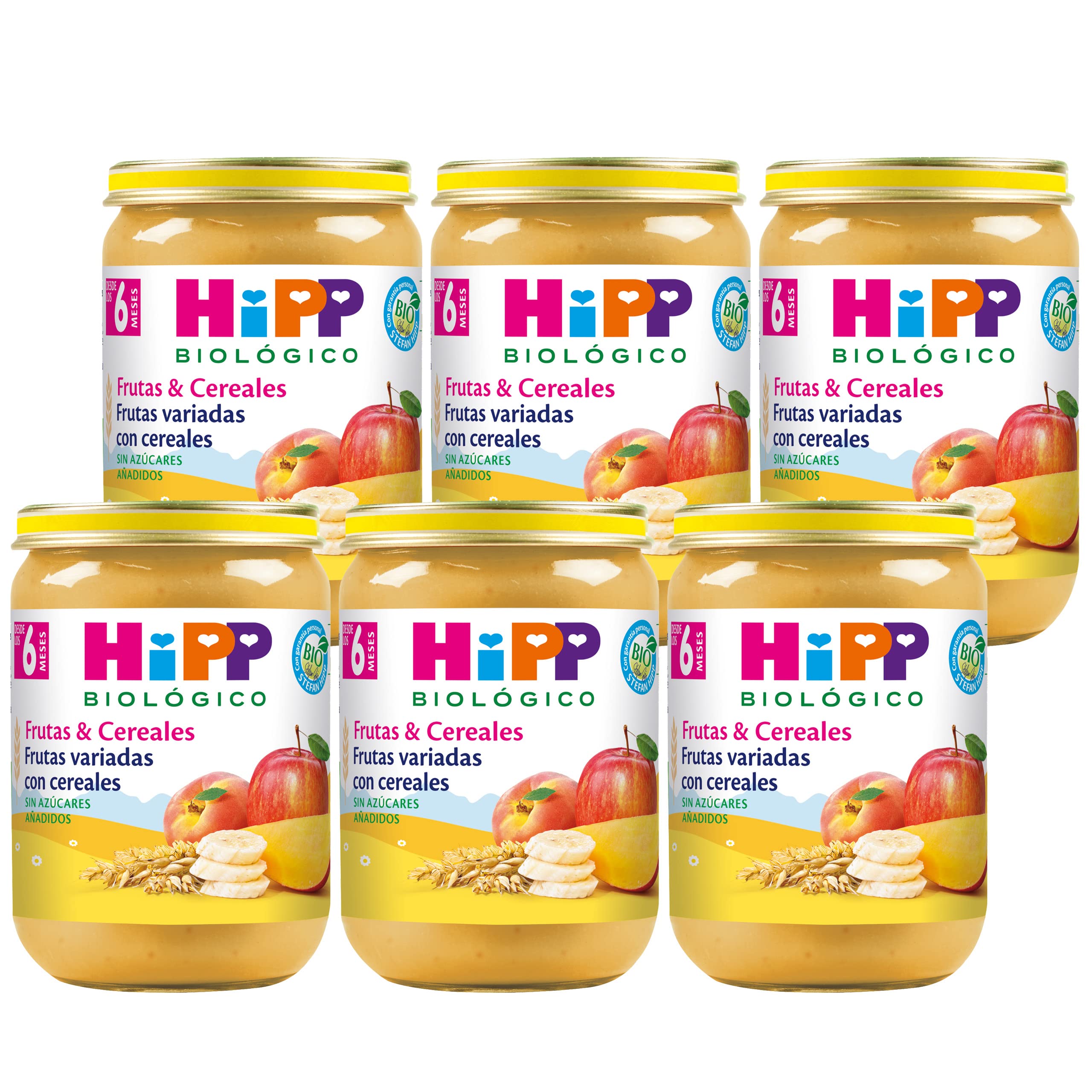 HiPP Biológico - Tarrito de Frutas Variadas con Cereales BIO - Pack 6x190g - 95% Fruta - 5% Cereales Integrales - Sin Azúcares Añadidos - Apto A Partir de 6 Meses