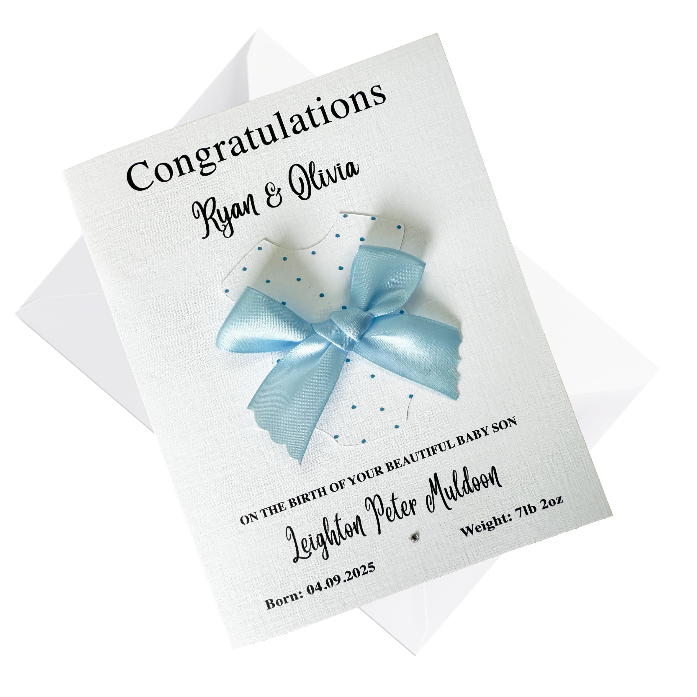 Personalised New Baby Boy Birth Card Personalised With Parents Grandparents Names Baby Name Date of Birth Weight & Time if Required