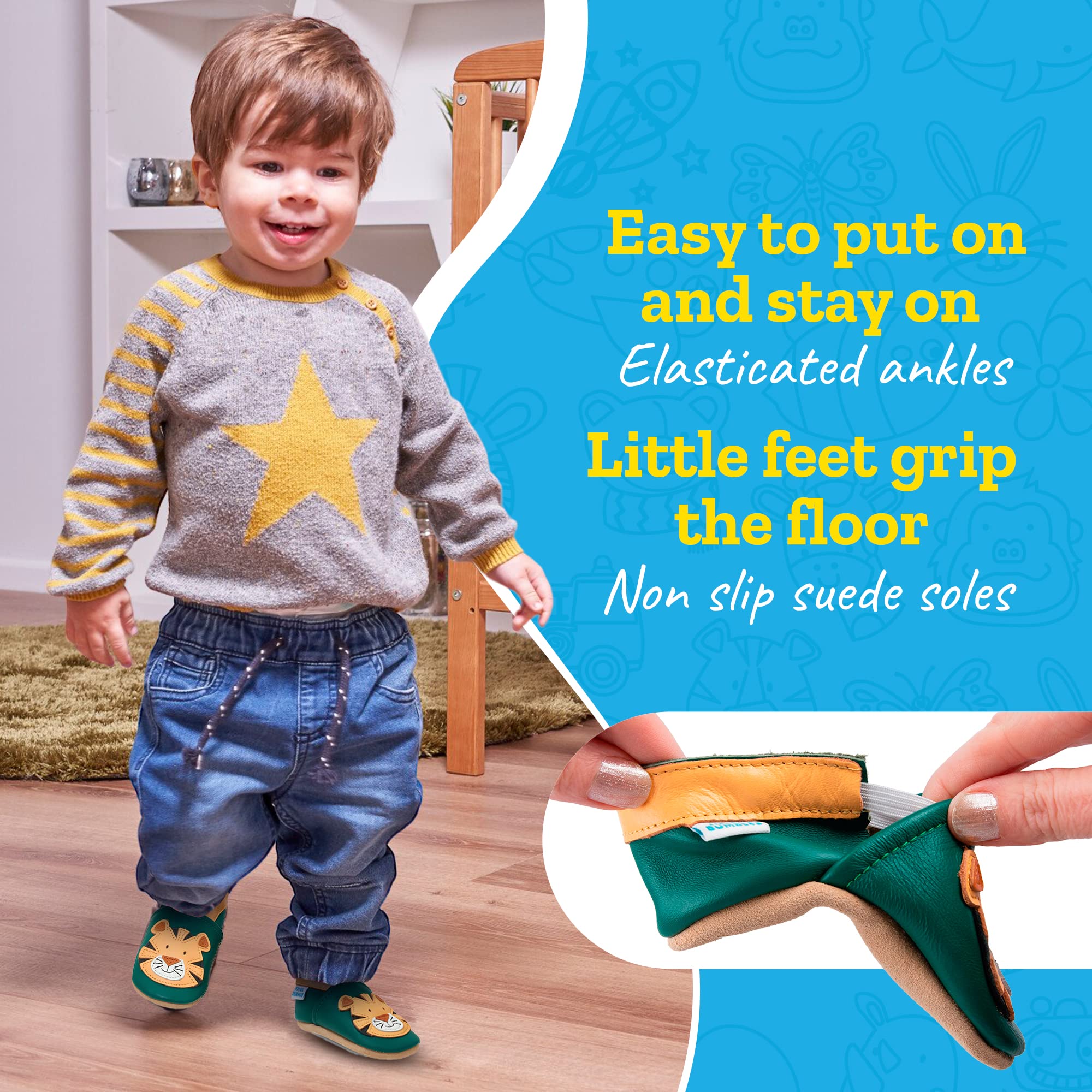 Zapatos de Bebé – Zapatillas de Cuero Niño Niña – Patucos de Piel con Elástico para Bebé - Zapatitos Primeros Pasos - Pantuflas Infantiles 0-6 Meses 6-12 Meses 12-18 Meses 18-24 Meses 2-3Años — view 4
