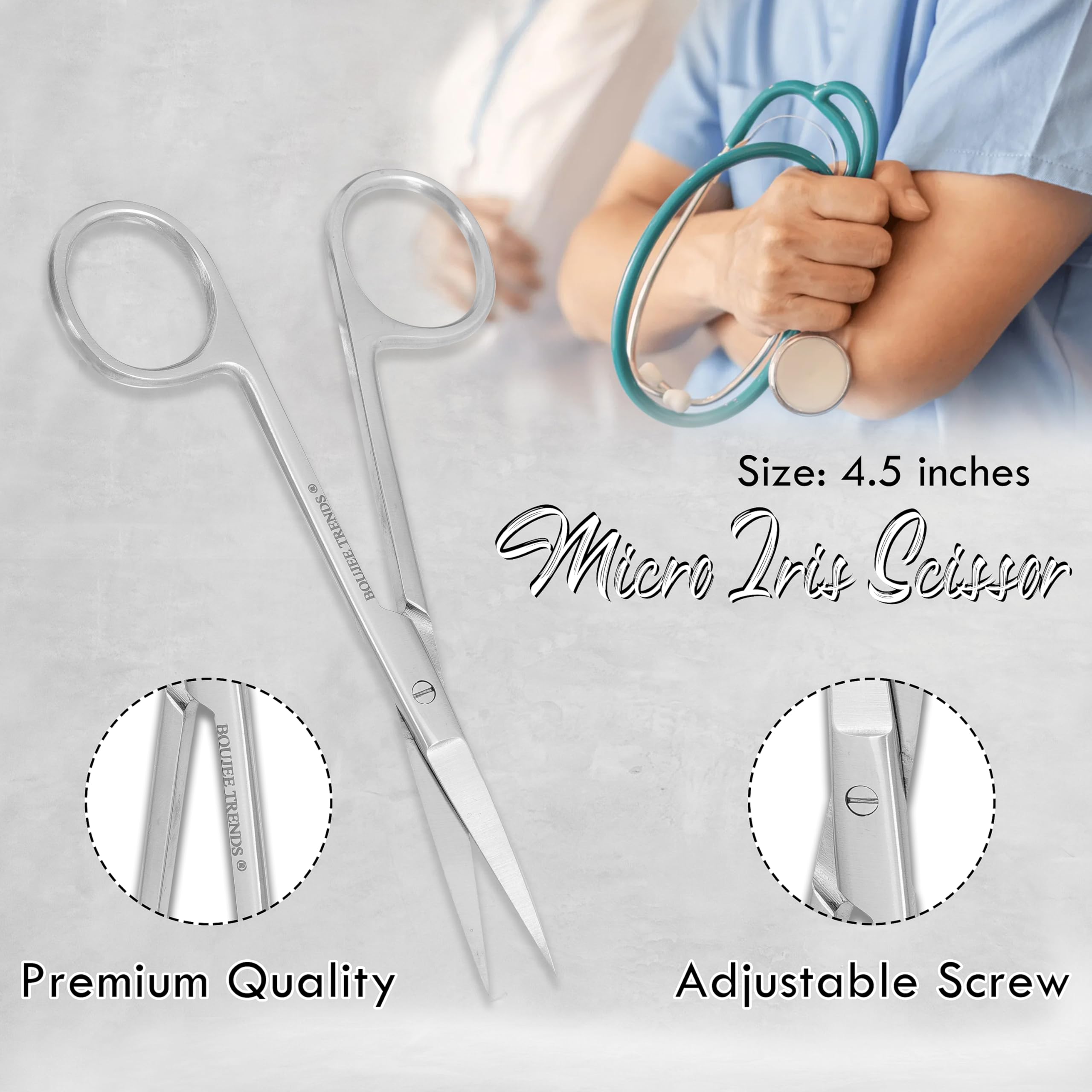 Iris Micro Dissecting Scissors 4.5" Fine Point Skin Tag Medical Surgical Gum Suture Eye Dental Scissors Perfect for Doctors, Nurses, Students, Education & Training (‎1pc, CVD) — Amazon image 6