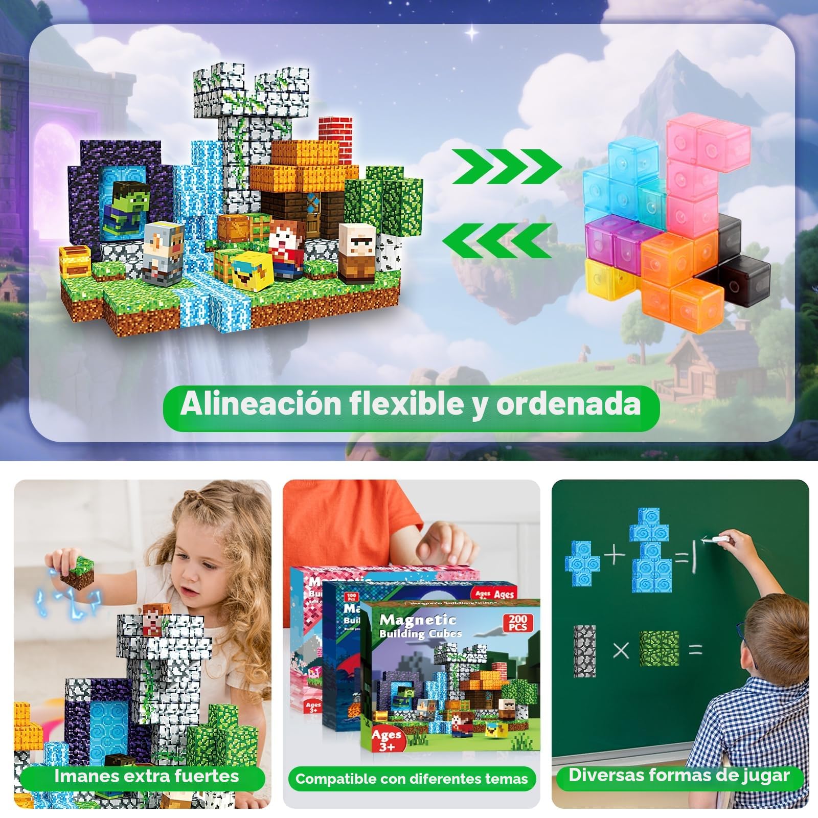 Magneverse Bloques de Construcción Magnéticos 200 Piezas - Set Aventura en el Bosque Magnetic Blocks - Juguete Montessori para Niños 3+ Años - Construcciones Magneticas Niños Regalo para Niños y Niñas
