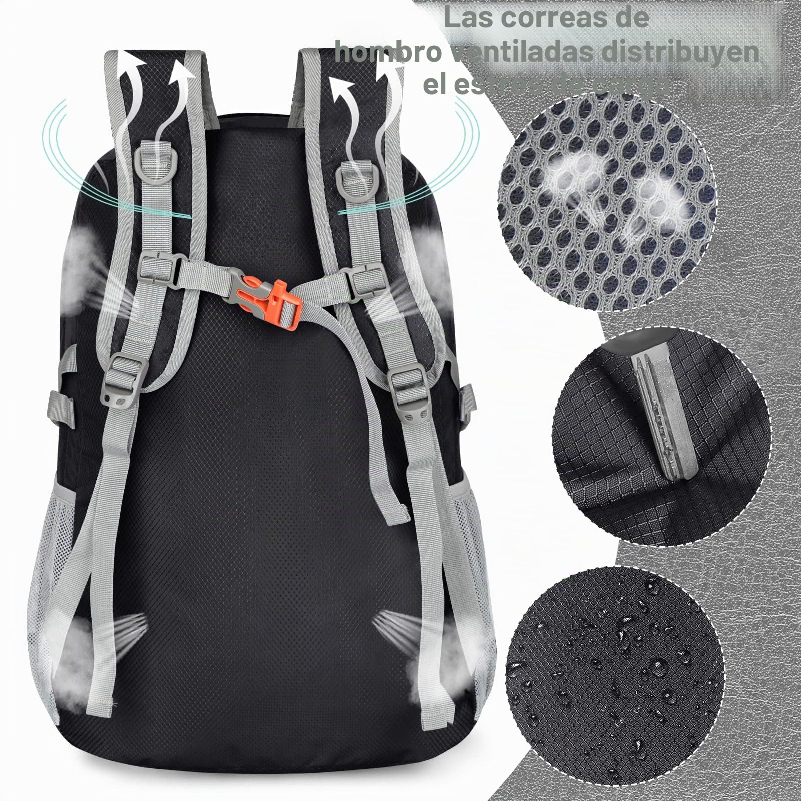 ZOMAKE Mochila Plegable Senderismo 30L Impermeable Hombre Mujer Viaje Trekking