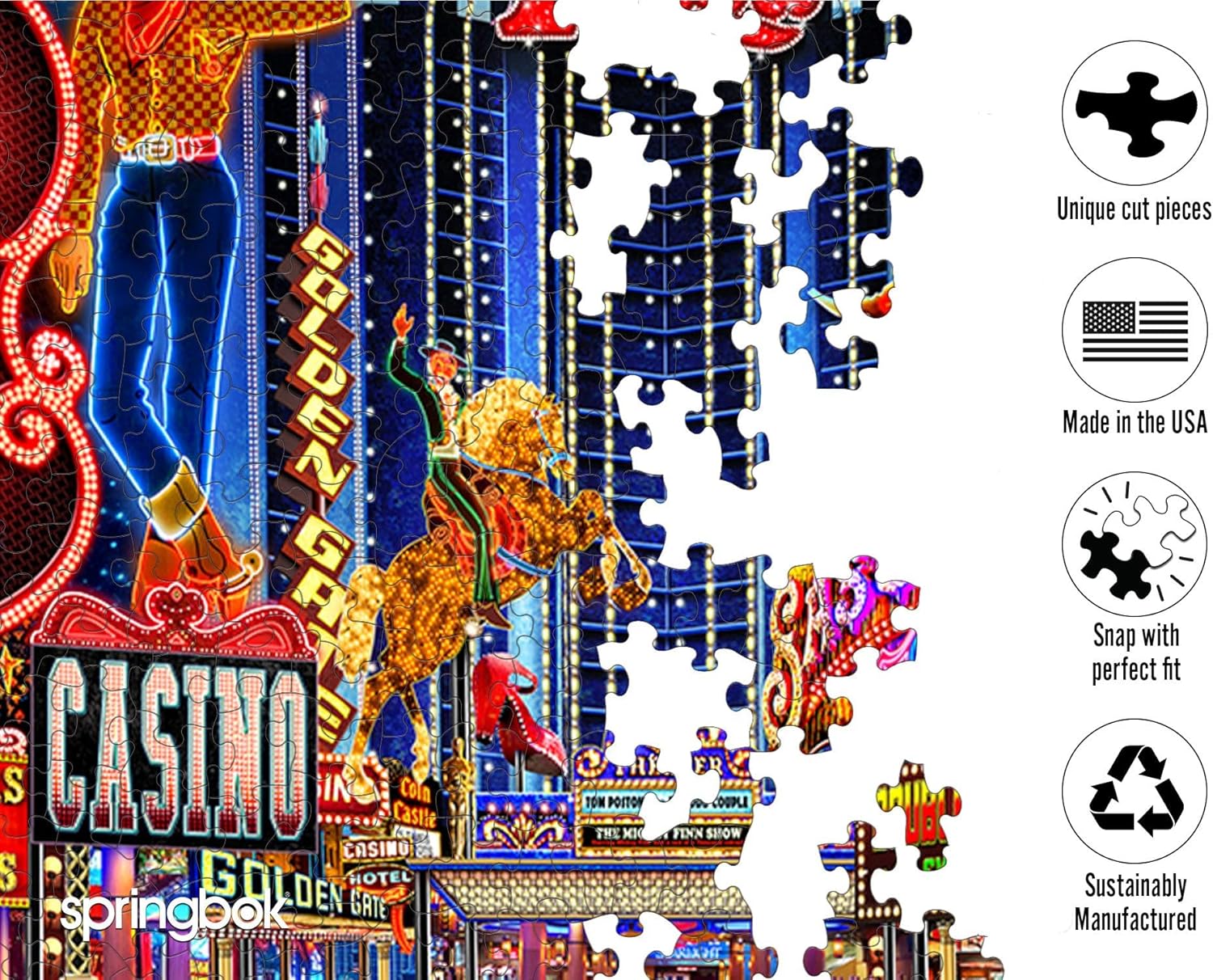 Springbok Viva Las Vegas 1000 Piece Jigsaw Puzzle for Adults- Colorful Travel Puzzle- Unique Cut Pieces - Made in USA