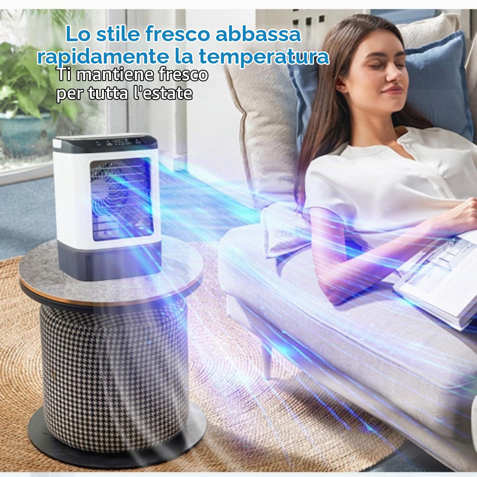 Mini Condizionatore D'aria, Nuovo Ventilatore Portatile Con Condizionatore D'aria, Raffrescatore D'aria Personale Alimentato Via USB Con 3 Velocità 2 Modalità Nebulizzazione, Serbatoio Acqua 900 ml