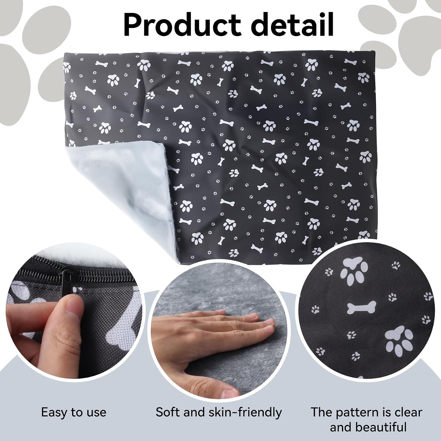 Klmnop Washable Dog Crate Pan Cover, Reversible Cool Side & Warm Side Dog Bed Liner for 36 Inch Pet Cage, Pan Cover Only(Grey)