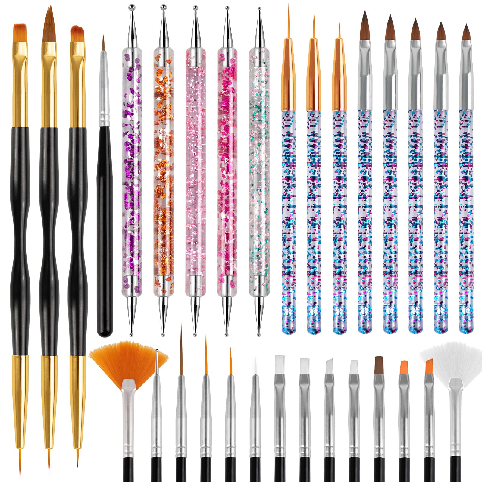 31pcs Nail Art Brushes Nail Art Design Tools Kit with Liner Brush Dotting Tools Drawing Pens Design Tools