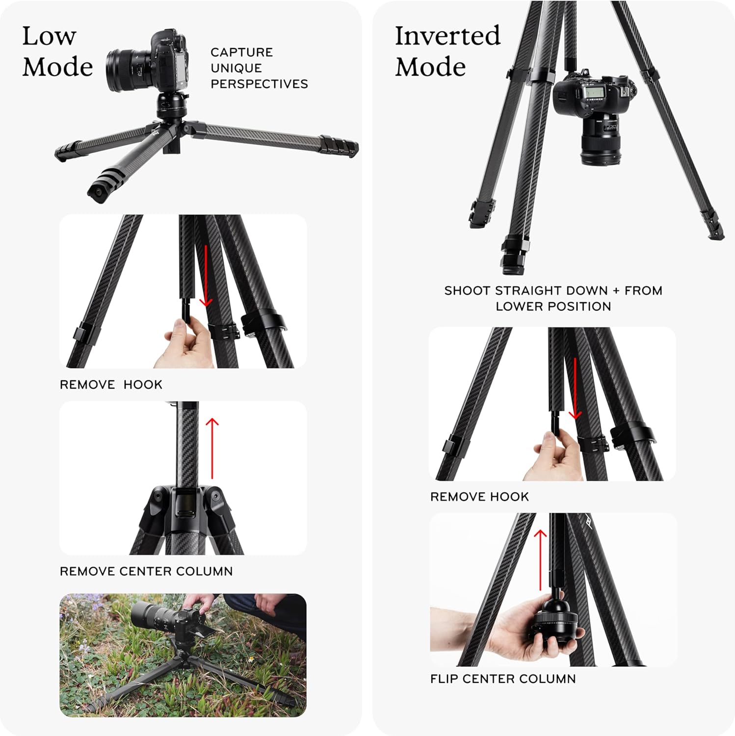 Peak Design Pro Tripod, Compact Professional Photo and Video Camera Tripod, 40lb Capacity, Quick Setup, Pro-Level Stability, Ergonomic Ball Head, Integrated Fluid Panning