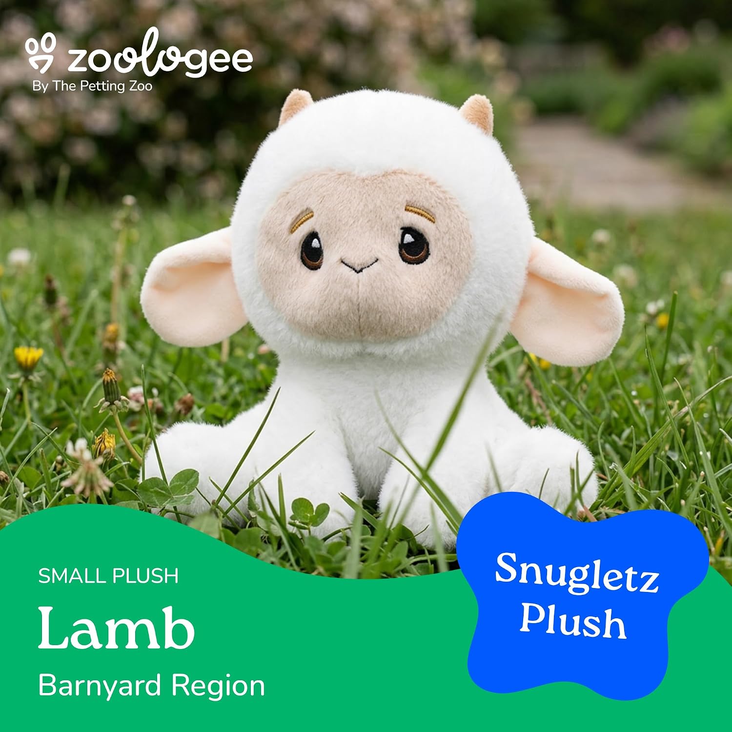 The Petting Zoo Lamb Stuffed Animal Plushie, Gifts for Kids, Snugletz Zoologee Plush Toy, 7 in