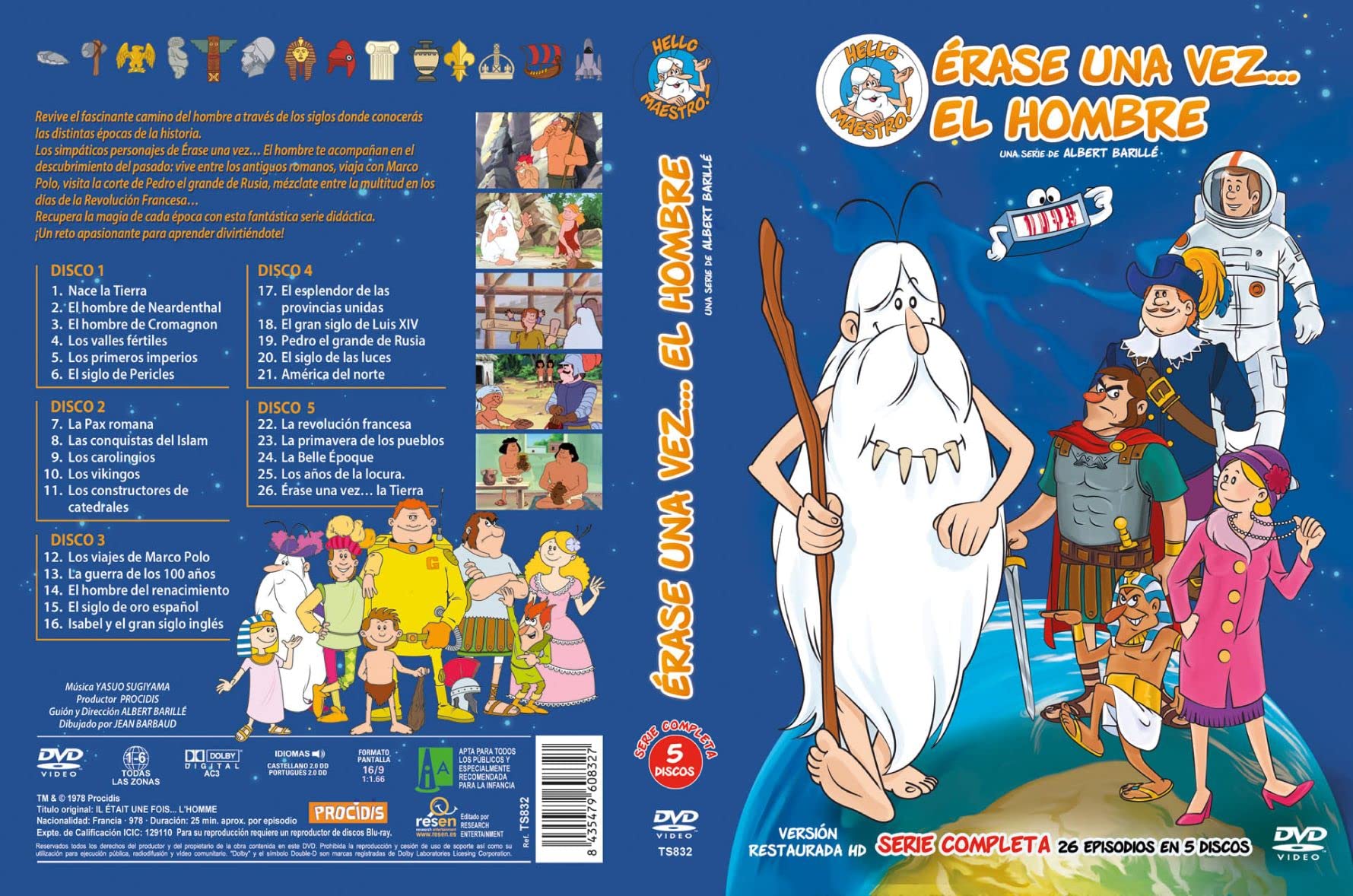 Érase Una Vez... el Hombre (Serie Completa 5 DVDs) Ed. Sencilla 1978 Il était une fois... l'Homme