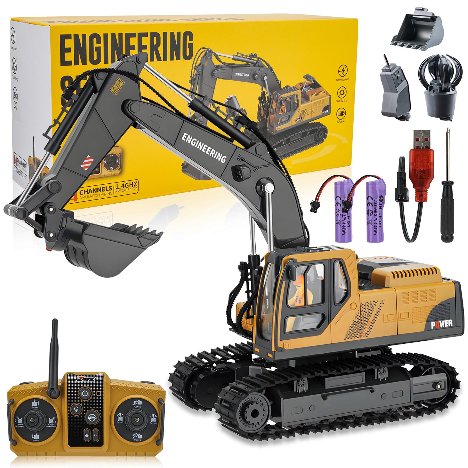 Amazon.com: RC Excavator Toy for Boys 3-12, 3-IN-1 Bucket/Claw
