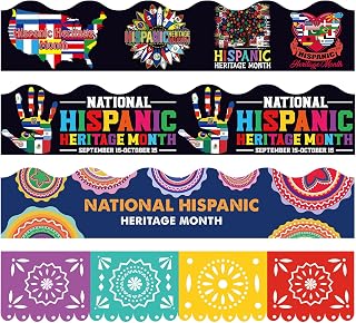 80 Pcs 91.8 ft Hispanic Heritage Month Classroom Bulletin Board Borders Hispanic Heritage Month Latino American Spanish Self Adhesive Bulletin Board Decor for School Blackboard Chalkboard