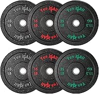 Yes4All 100lb Olympic Bumper Plates Set (2x10lb, 2x15lb, 2x25lb) - 2" Rubber Weight Plates w/ Steel Hub for Weightlifting, Home Gym, Low Bounce
