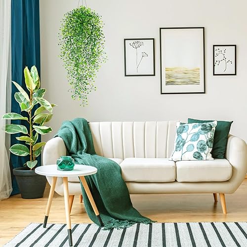 Miniatura 6 de Plantas colgantes falsas, 3 plantas colgantes de imitación, plantas artificiales, helechos, hiedra, vid para pared, casa, interior, exterior,