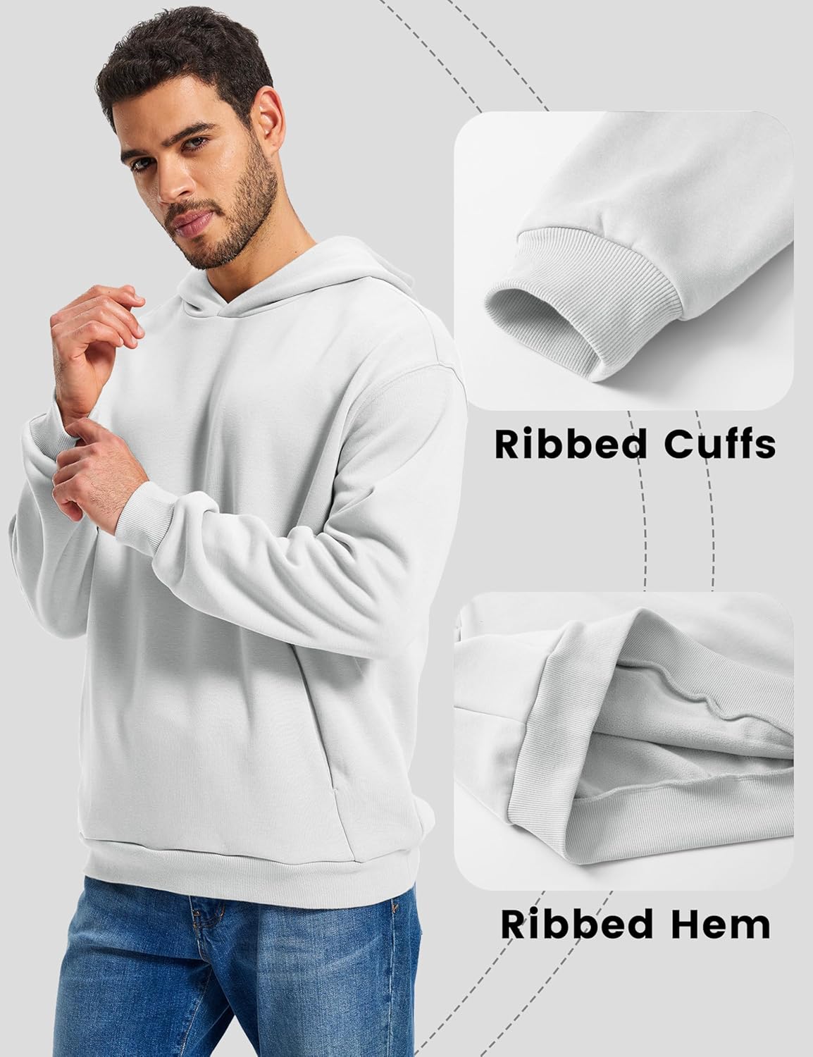 MAGCOMSEN Mens Hoodies Fashion Casual Athletic Hoody Pullover Fleece Lined Simple Soft Sweatshirts with Kangaroo Pocket