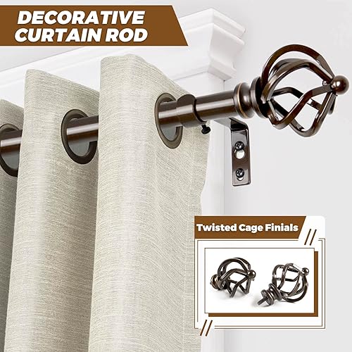 Miniatura 3 de KAMANINA Barras de cortina de bronce para ventanas de 48 a 84 pulgadas, barra de cortina individual ajustable de 32 a 86 pulgadas (2.6-7.1 pies)