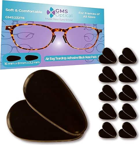 GMS Optical 0.126 in extra grueso 0.591 in longitud media Bolsa de aire adhesiva de lágrima antideslizante de silicona almohadilla de nariz