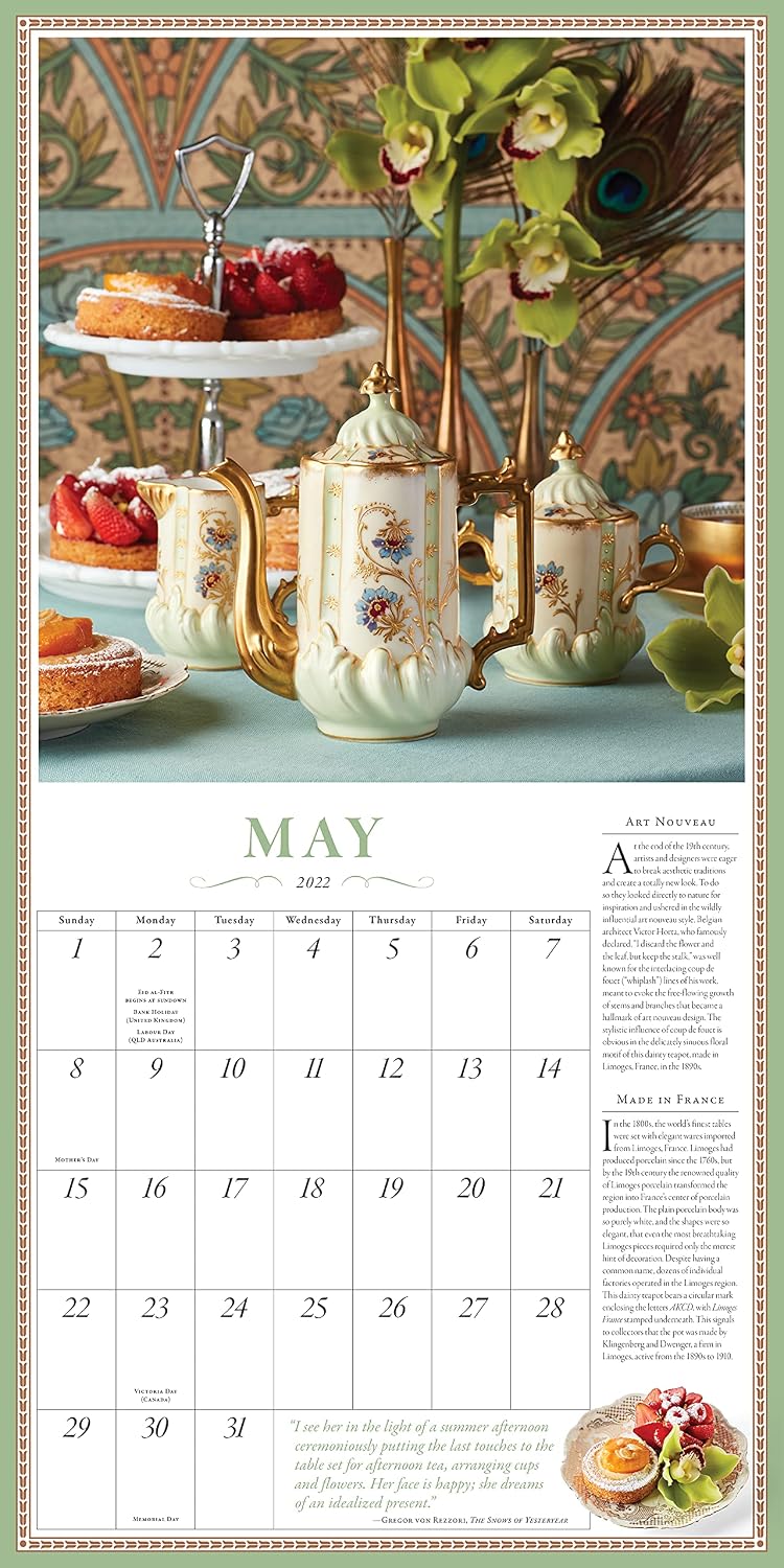 Collectible Teapot & Tea Wall Calendar 2022: 365 days of afternoon tea and delectable treats.