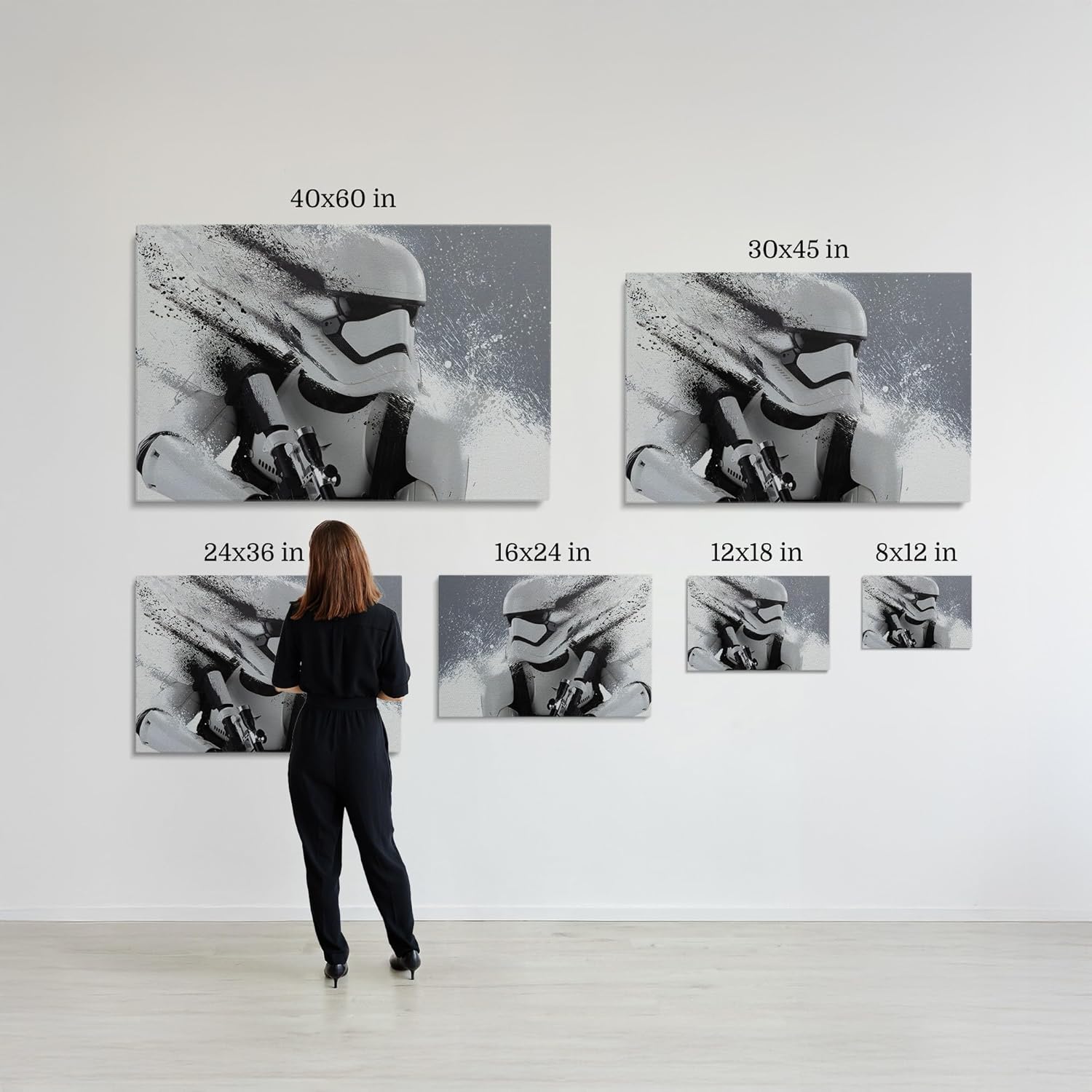 Stormtrooper Canvas Wall Art – StarWars Action Sci-Fi Modern Wall Decor – Star Wars Decorations – Star Wars Room Decor, Death Star, Sci-Fi Wall Art for Boys, Prints for Game Room and Theater (8x12, Wrapped Canvas)