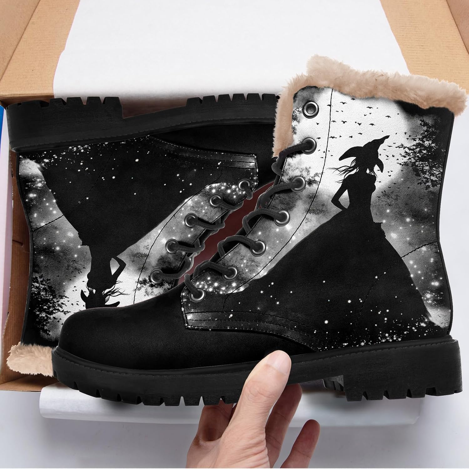 Women's Gothic Winter Boots Non-Slip Waterproof ankle boots Comfortable Faux Fur Fur Lined Warm Gothic Fantasy Snow Booties