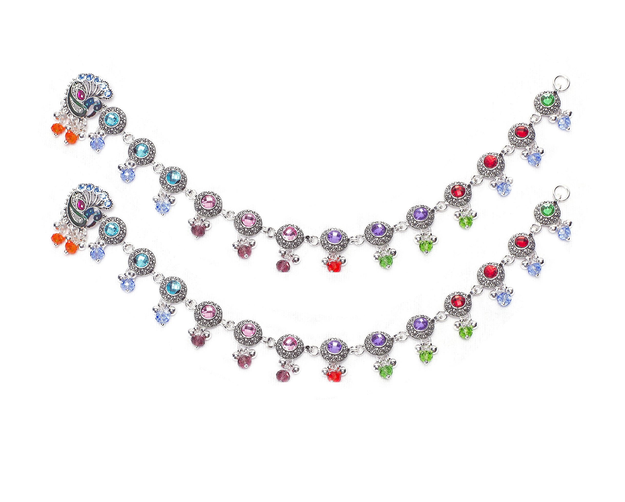 CHARMS Diva Silver Peacock Dangle With Colorful Studed Pearls Alloy Anklet For Girls & Women (B0795LS4W1) Amazon Price History, Amazon Price Tracker