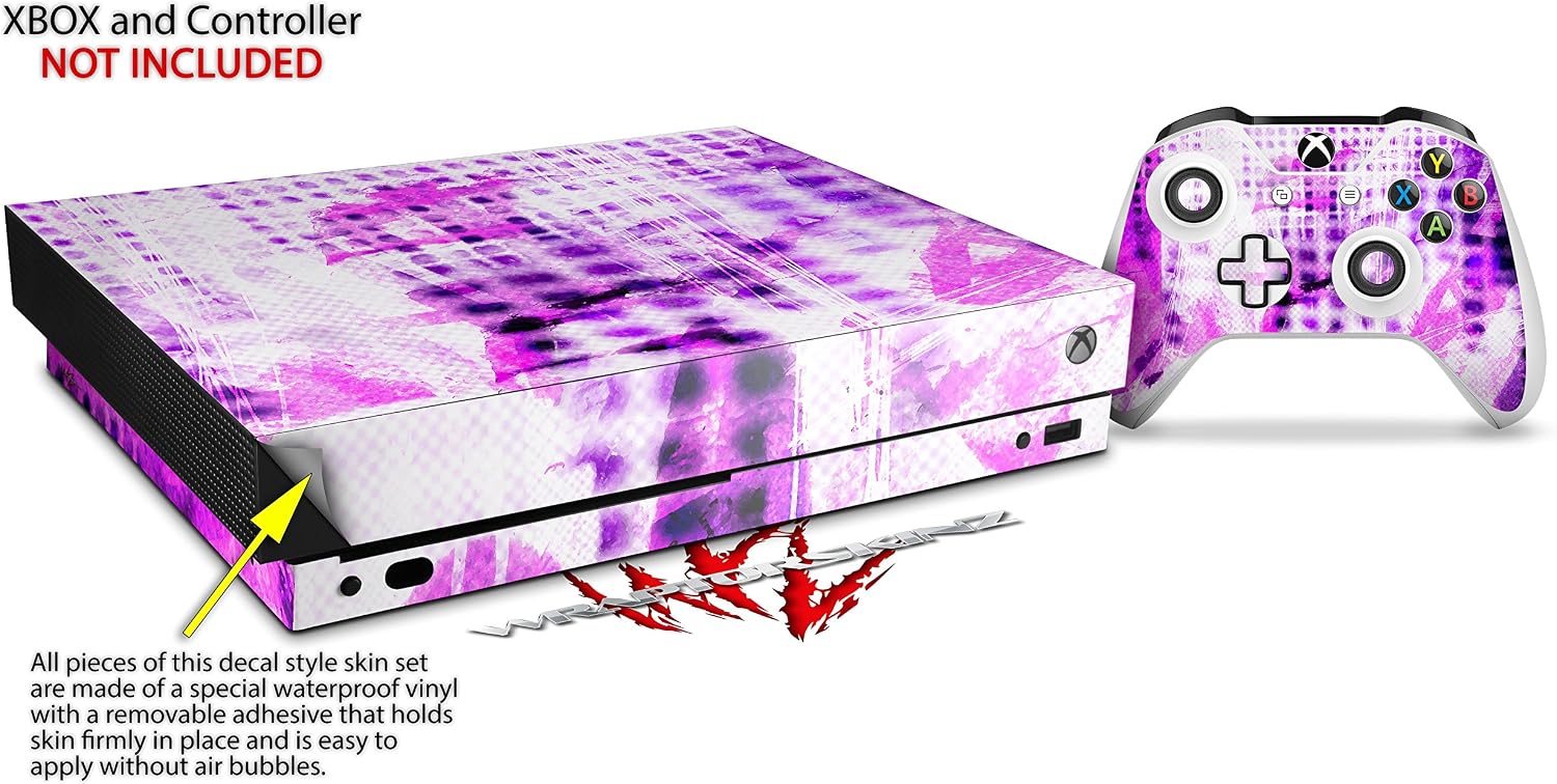 Decal Vinyl Skin Wrap Compatible with Xbox One X Console and Controller - Electro Graffiti Purple