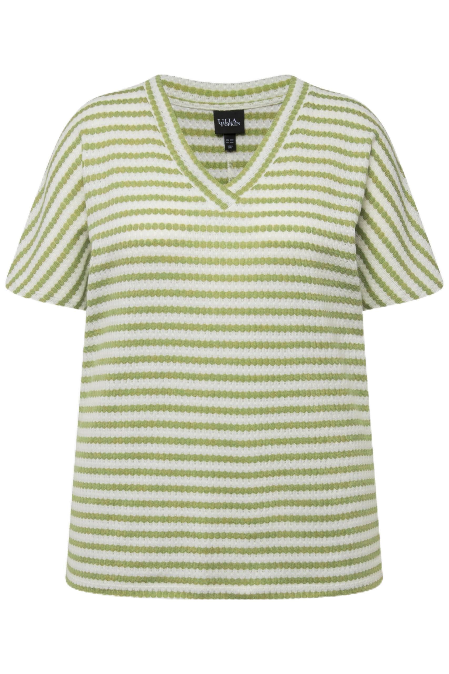 Ulla Popken Damen große Größen Übergrößen Plus Size Sweatshirt, Two-Tone, Oversized, V-Ausschnitt, Halbarm 828944